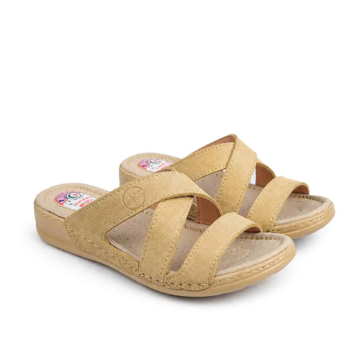 Sandale médicale Confort pour femme 502 beige daim miniature